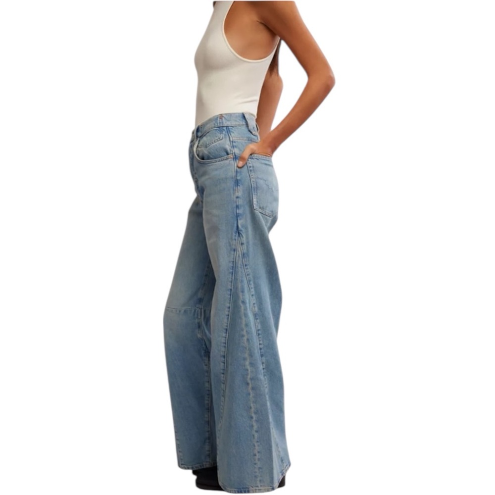 Free People We The Free Eden High Slouchy Flare Jeans Wide Leg Baggy Size 27 - Picture 2 of 6